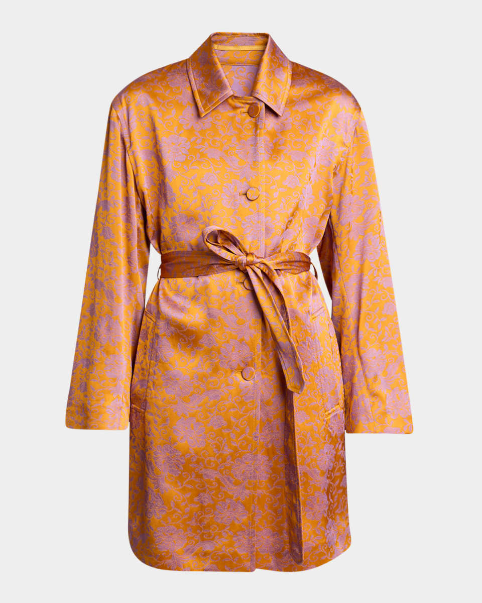 Ramblas Floral Jacquard Belted Coat